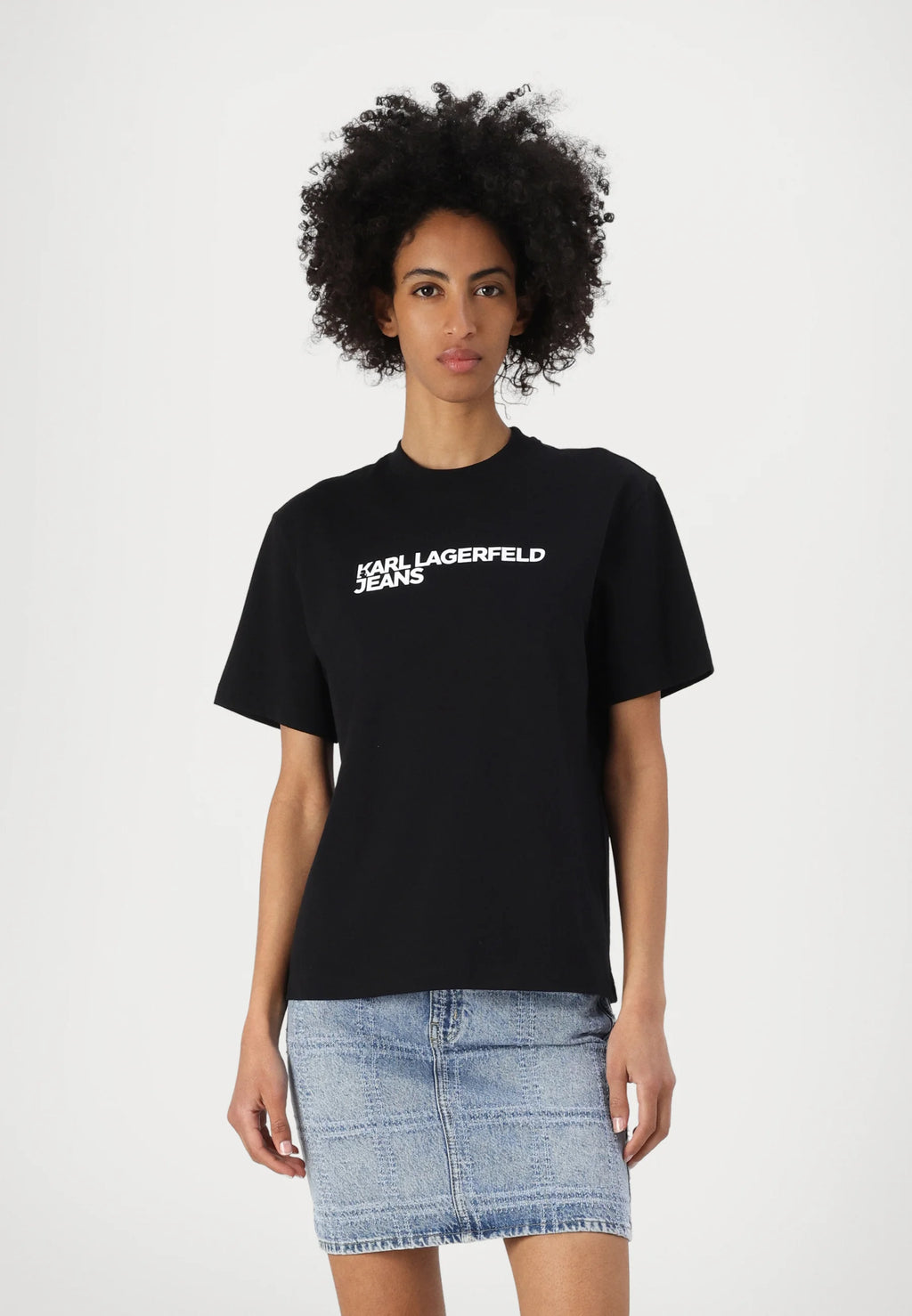 KARL LAGERFELD JEANS TRICOU NEGRU DIN BUMBAC
