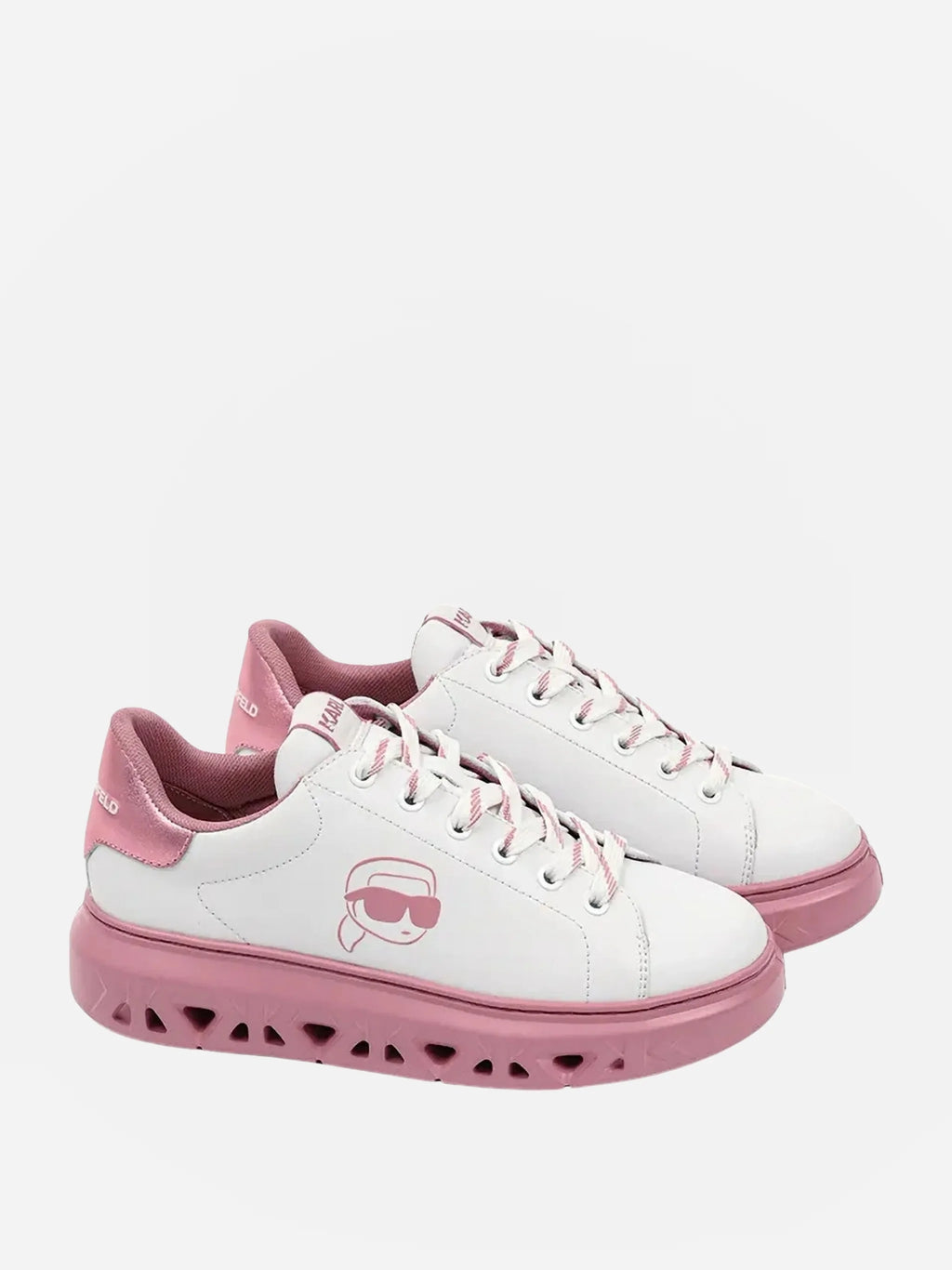 KARL LAGERFELD PANTOFI SPORT DIN PIELE - WHITE/ PINK