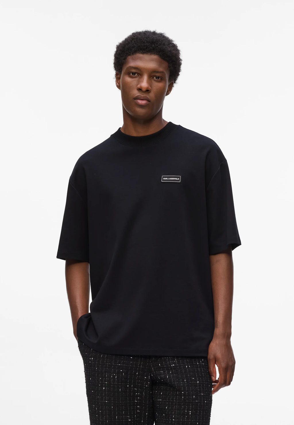 KARL LAGERFELD JEANS TRICOU NEGRU INTERLOCK