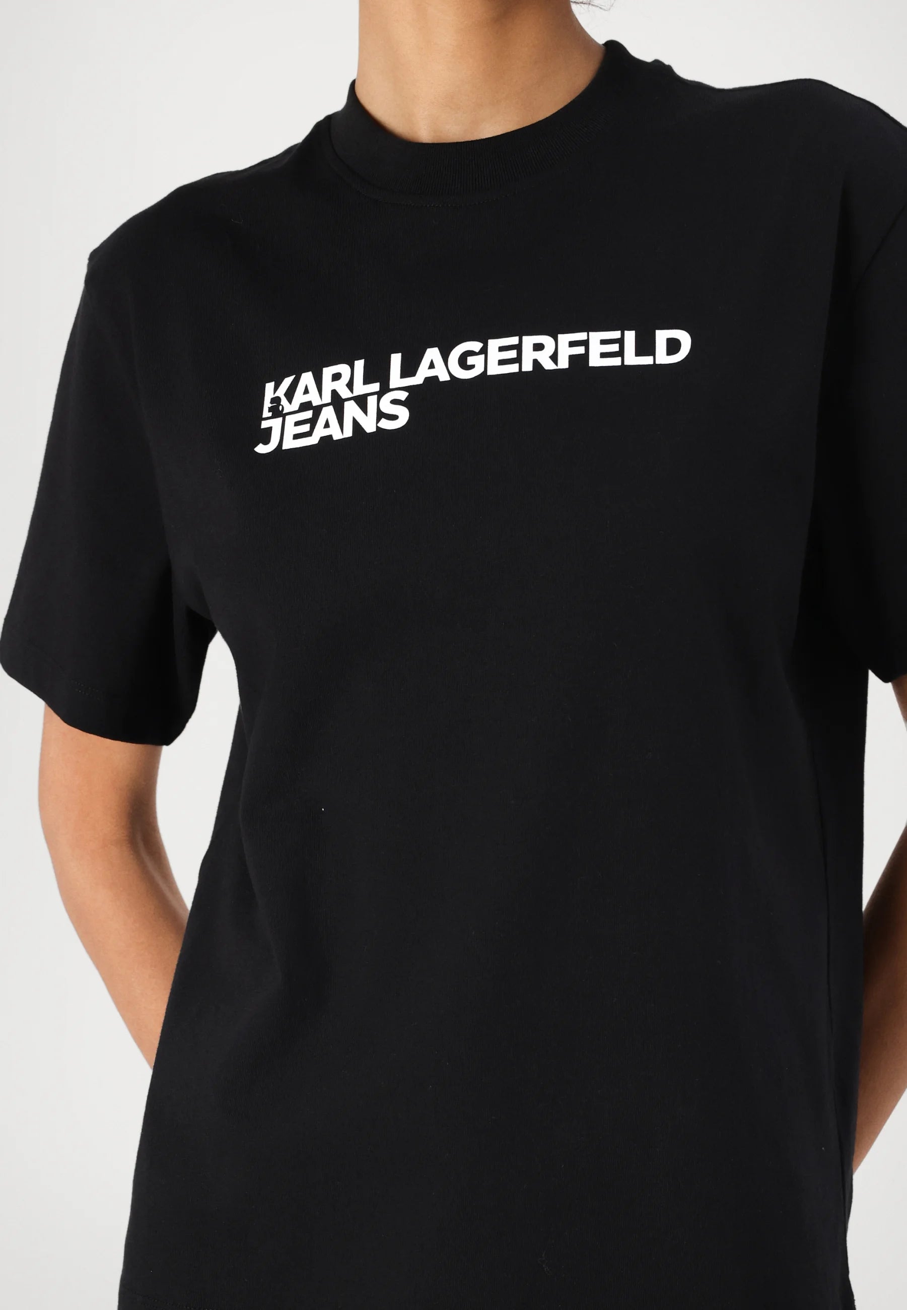 KARL LAGERFELD JEANS TRICOU NEGRU DIN BUMBAC