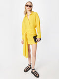 MISSPAP COMPLEU DOUA PIESE GALBEN DRAPE SIDE