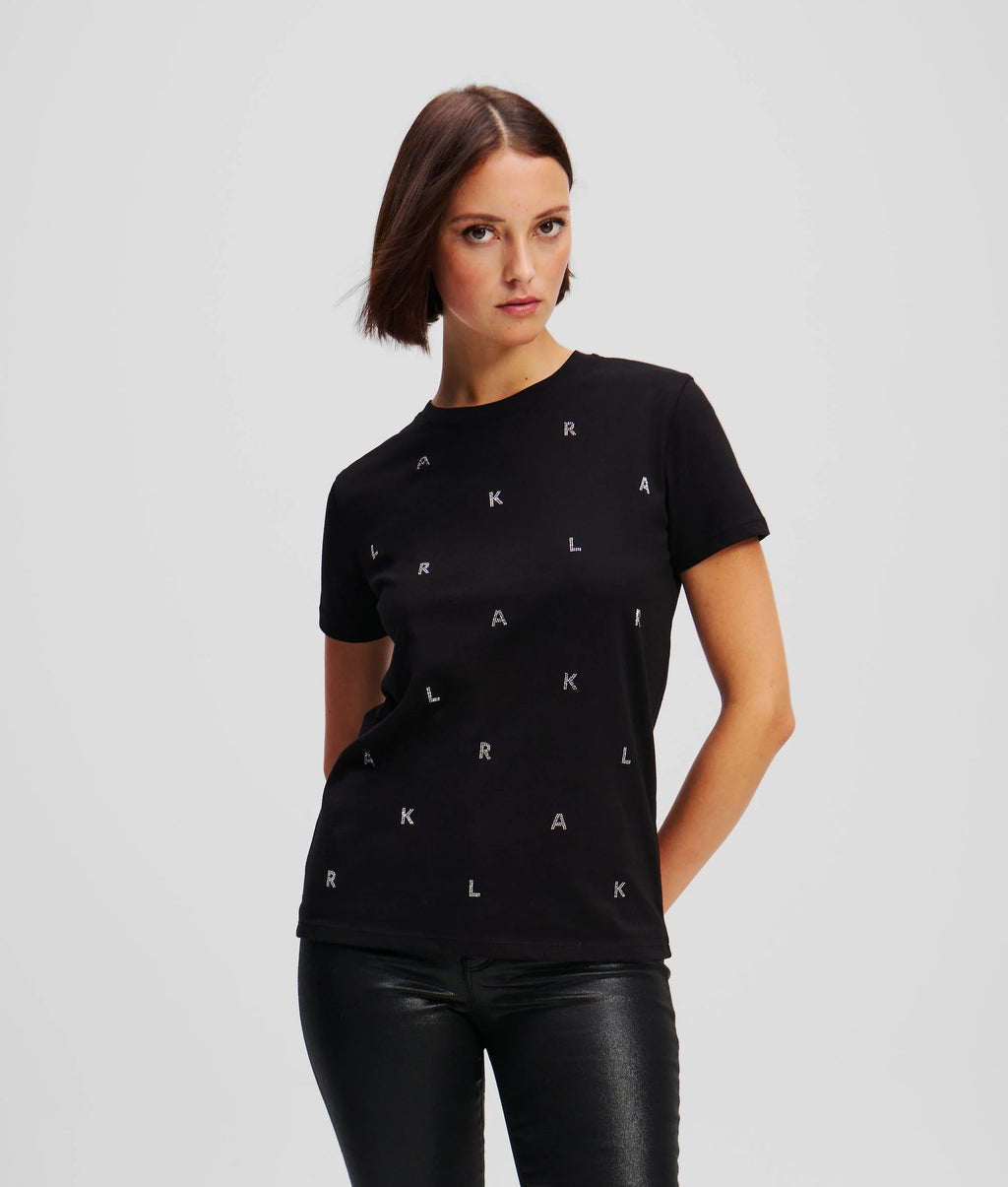 KARL LAGERFELD TRICOU RHINESTONE BLACK