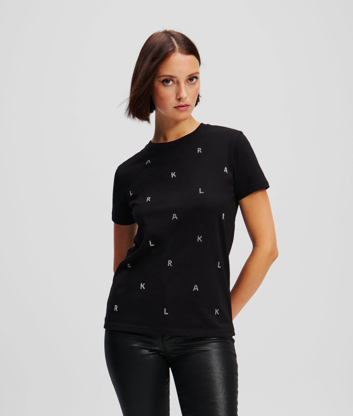 KARL LAGERFELD TRICOU RHINESTONE BLACK