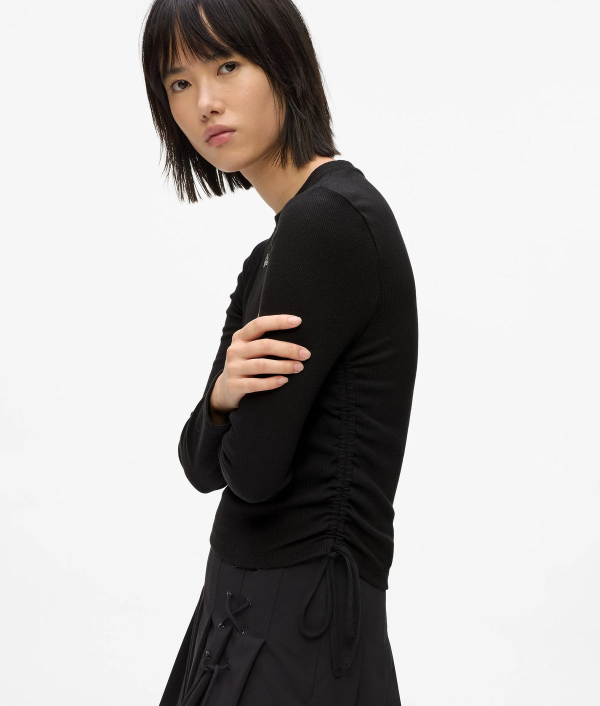 KARL LAGERFELD BLUZĂ RIBBED BLACK