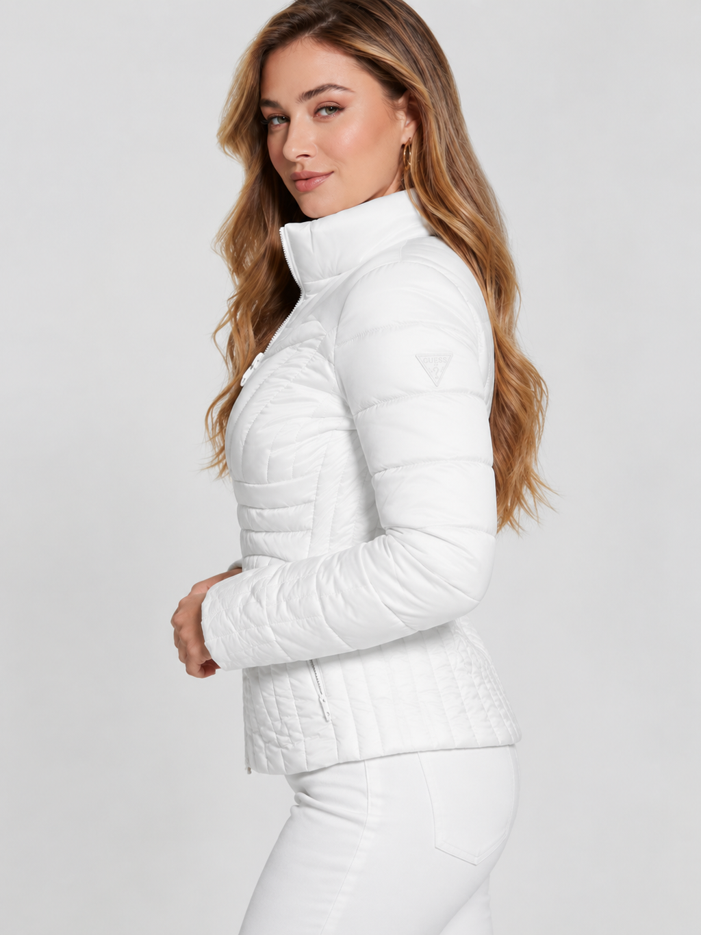 GUESS GEACĂ MATLASATĂ WHITE