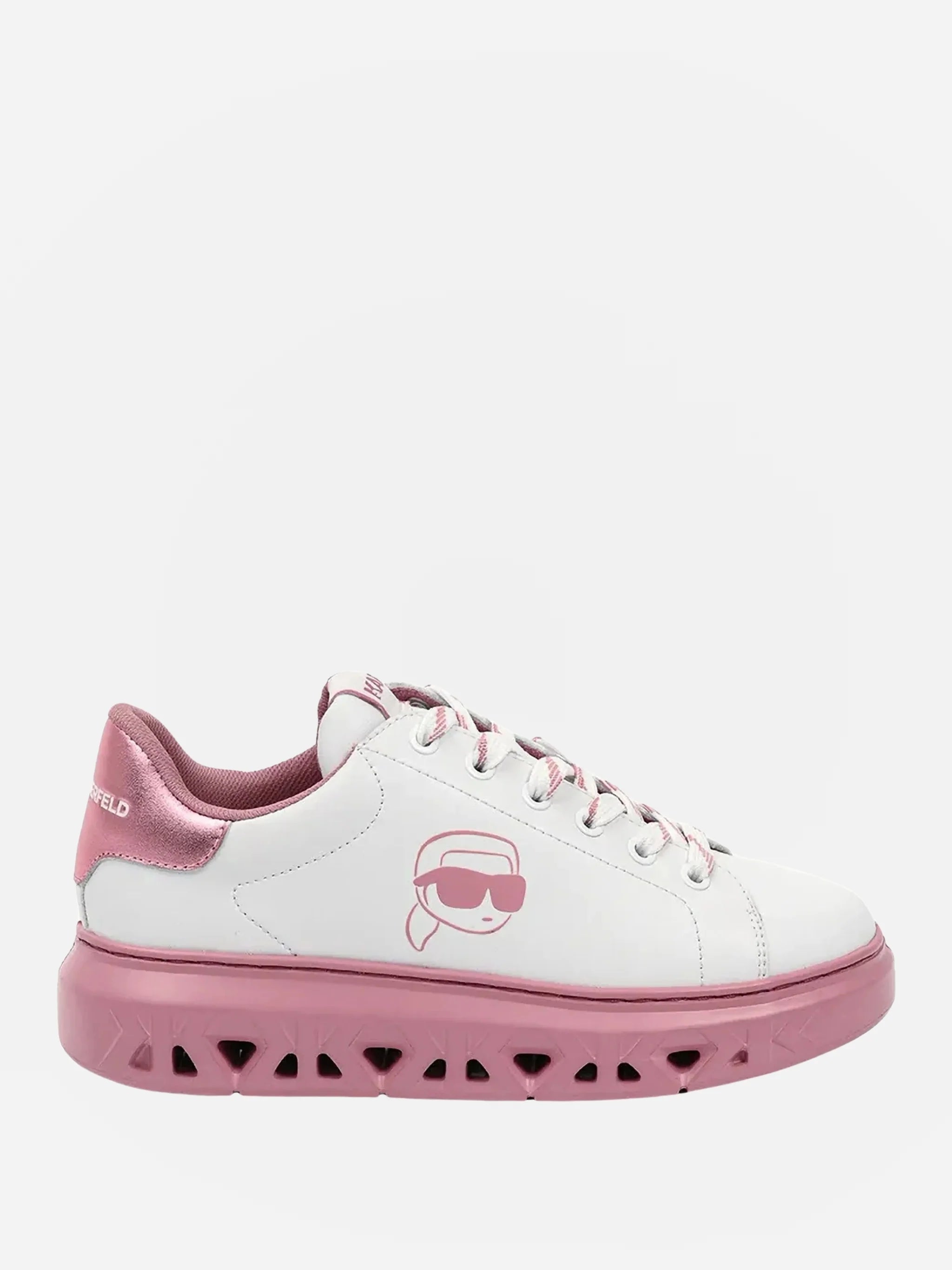 KARL LAGERFELD PANTOFI SPORT DIN PIELE - WHITE/ PINK