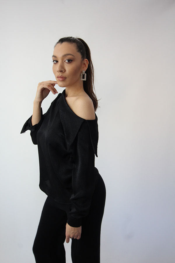 KLANNY BLUZA ELEGANTA NEAGRA MADE IN ITALY BLACK