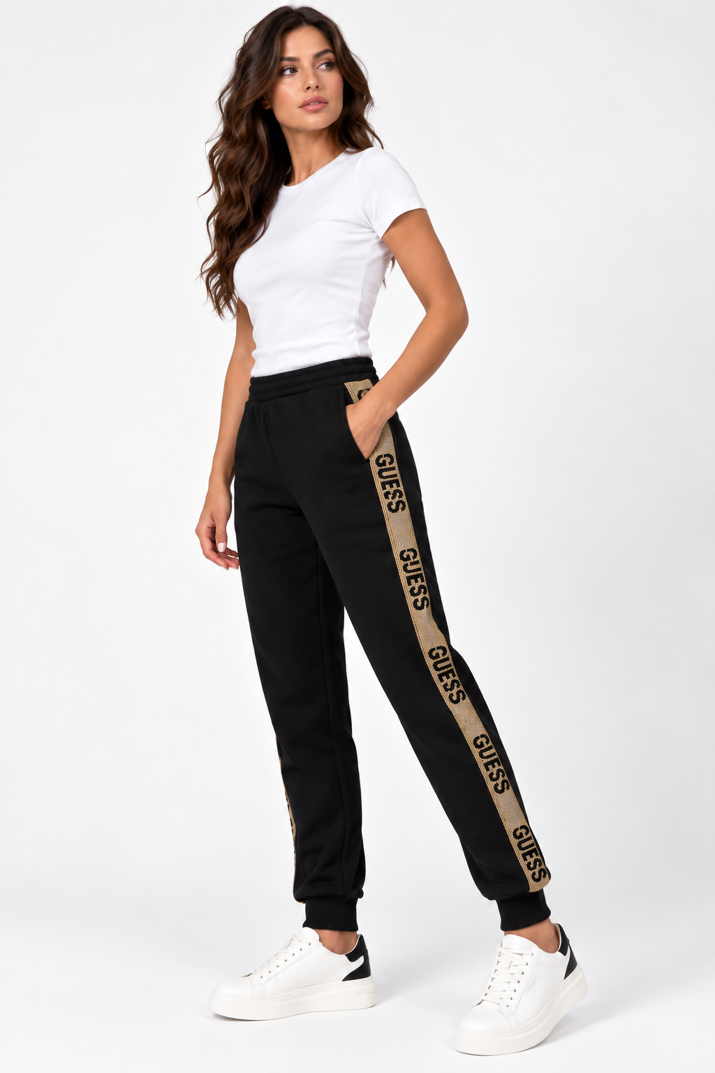 GUESS PANTALONI SPORT BLACK