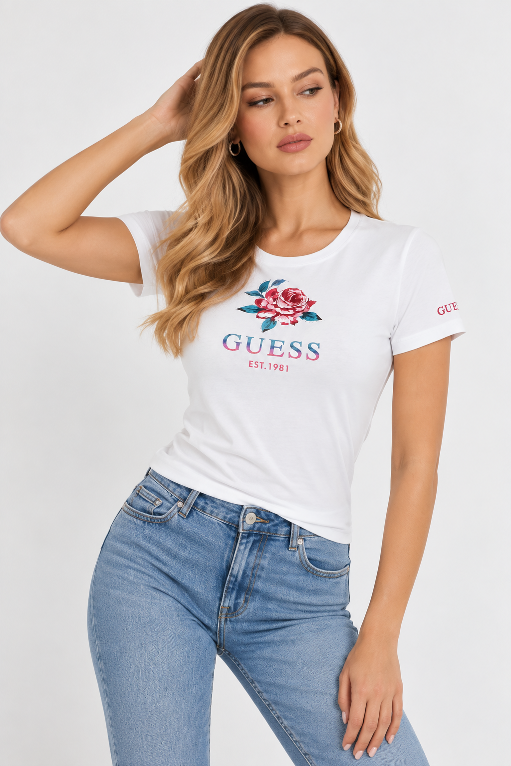 GUESS TRICOU PINK FLOWER