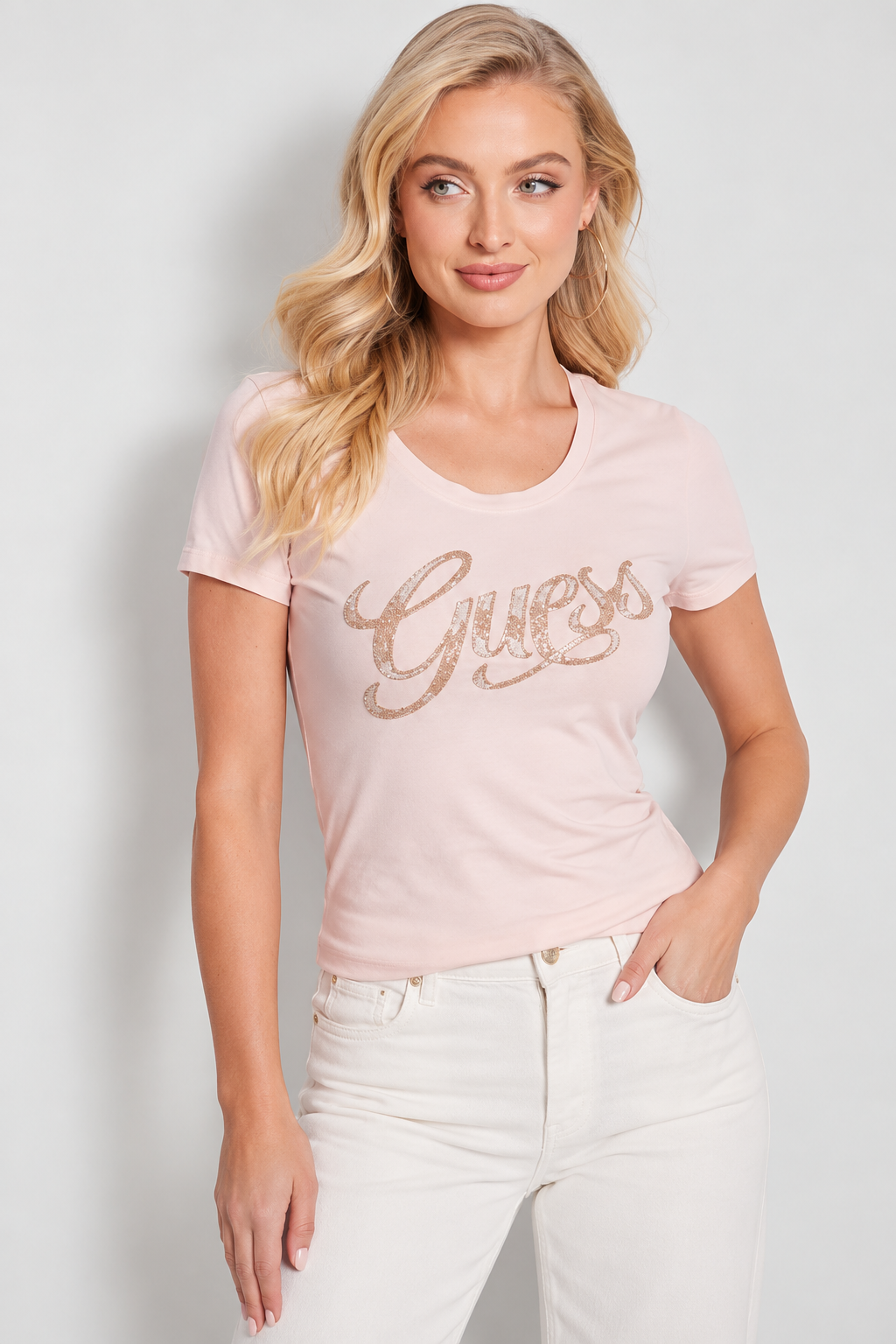 GUESS TRICOU BEIGE GLAM EDITION