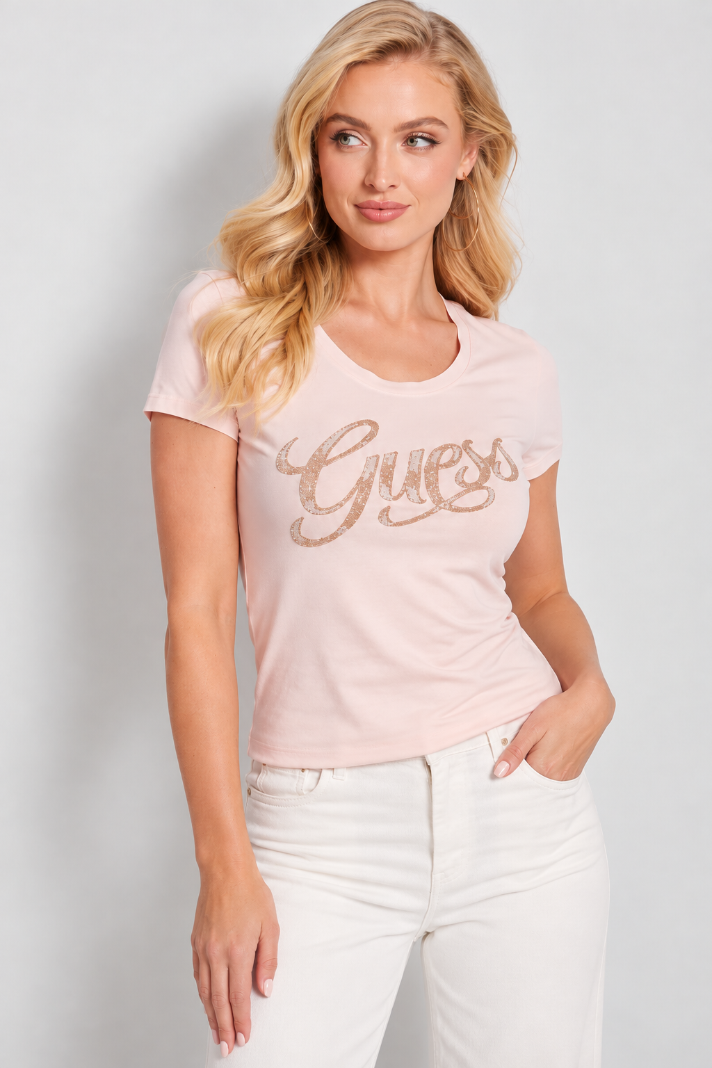 GUESS TRICOU BEIGE GLAM EDITION