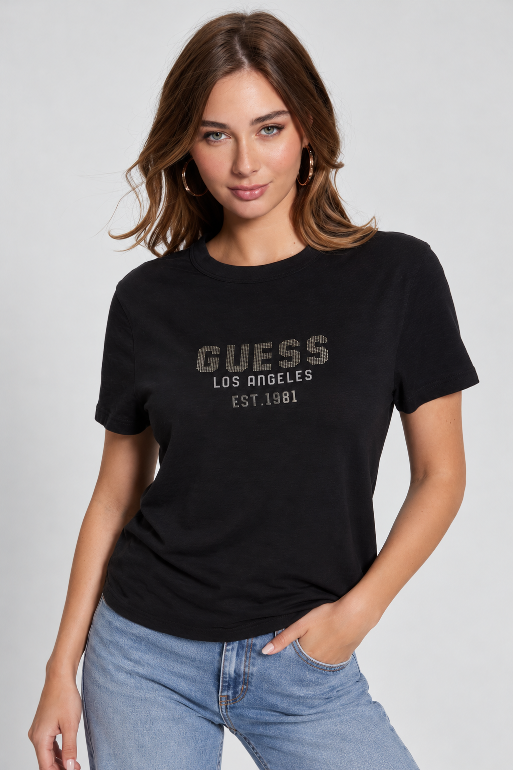 GUESS TRICOU NEGRU BUMBAC