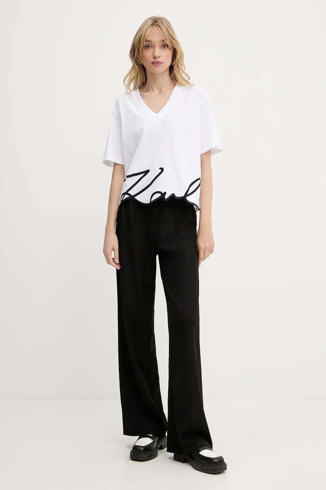 KARL LAGERFELD JEANS WHITE SIGNATURE HEM