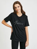 GUESS TRICOU NEGRU BUMBAC LEATHER