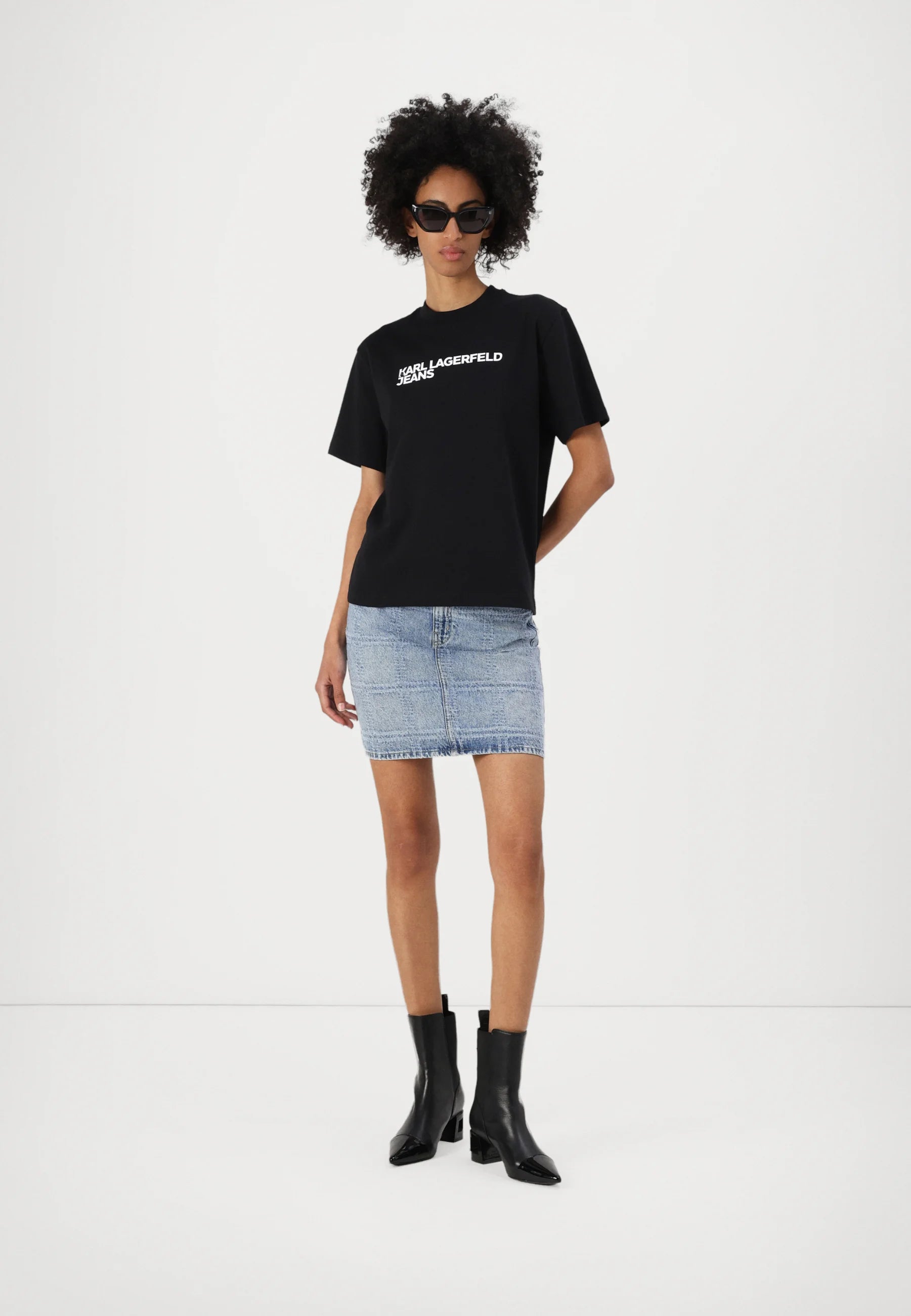 KARL LAGERFELD JEANS TRICOU NEGRU DIN BUMBAC