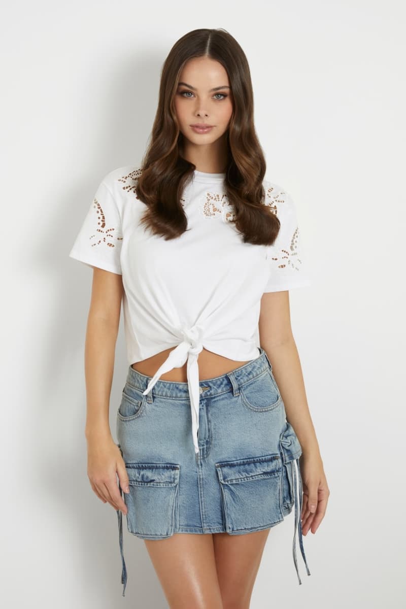 GUESS TRICOU BRODERIE FLORALĂ