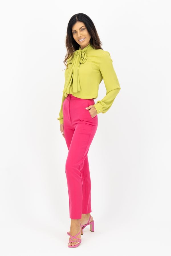 BLUZĂ ELEGANTĂ VERDE LIME CU DETALIU