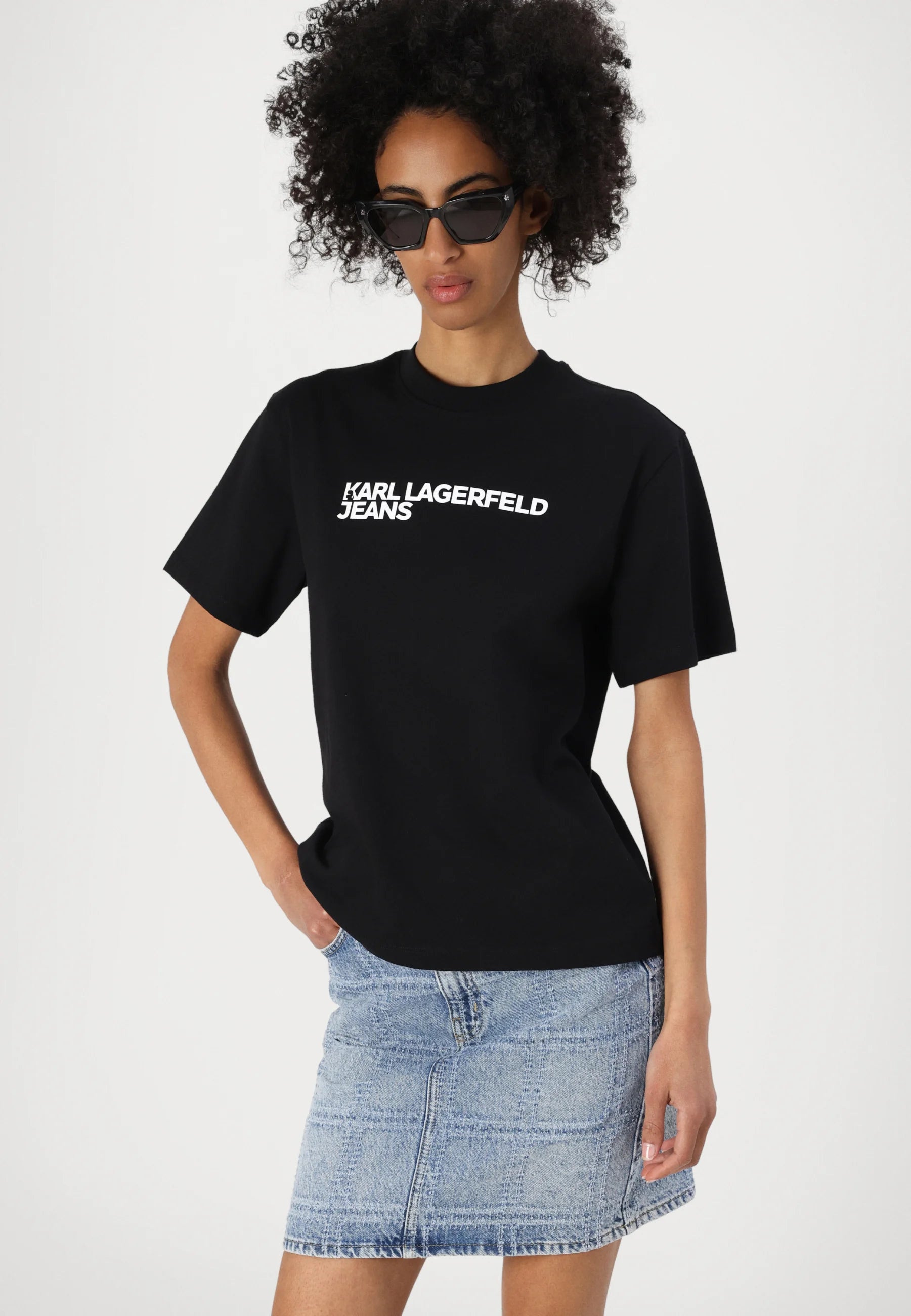 KARL LAGERFELD JEANS TRICOU NEGRU DIN BUMBAC