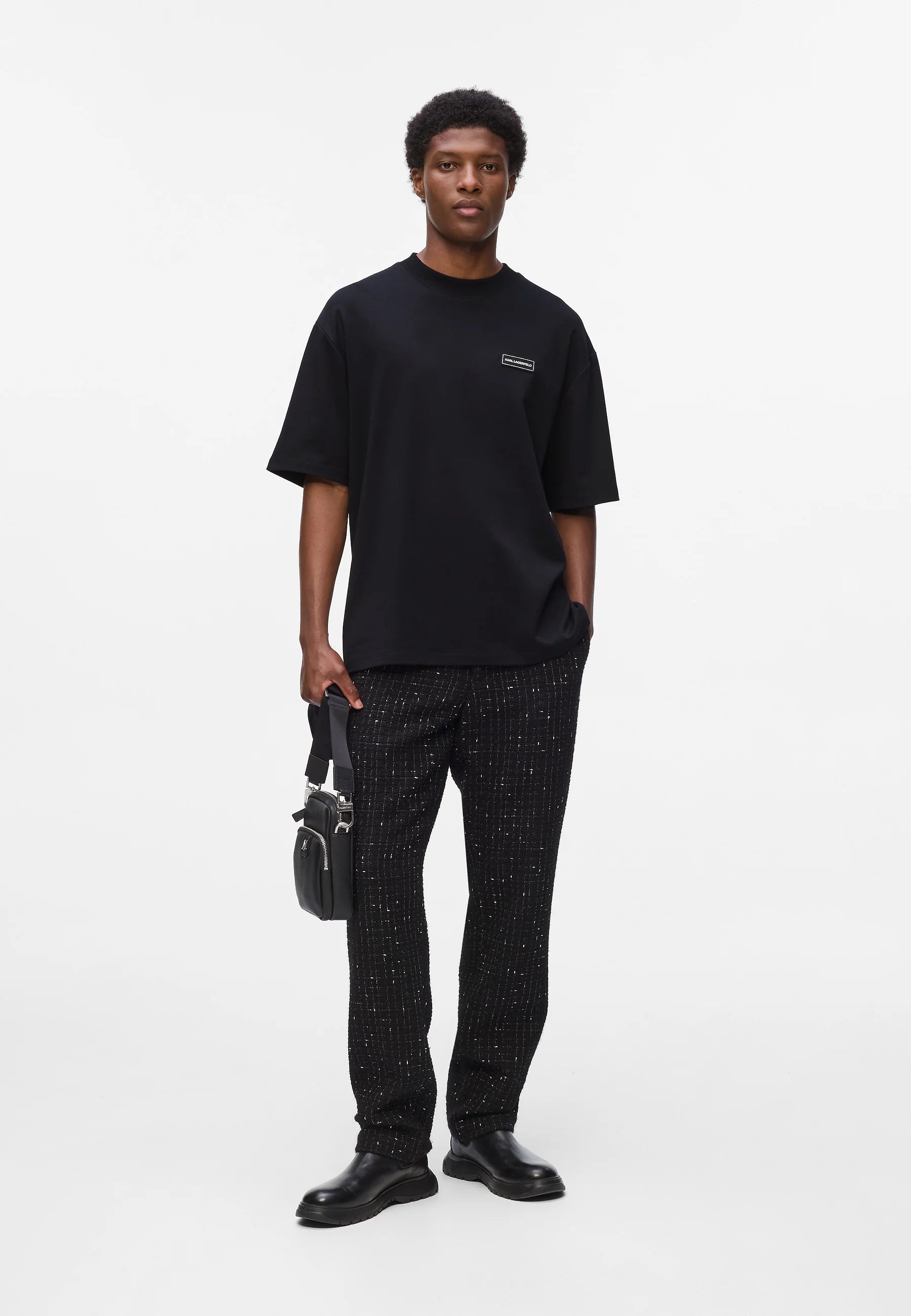 KARL LAGERFELD JEANS TRICOU NEGRU INTERLOCK