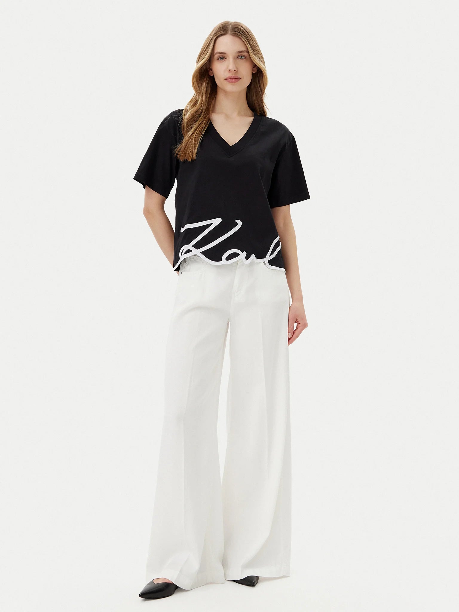 KARL LAGERFELD JEANS BLACK SIGNATURE HEM