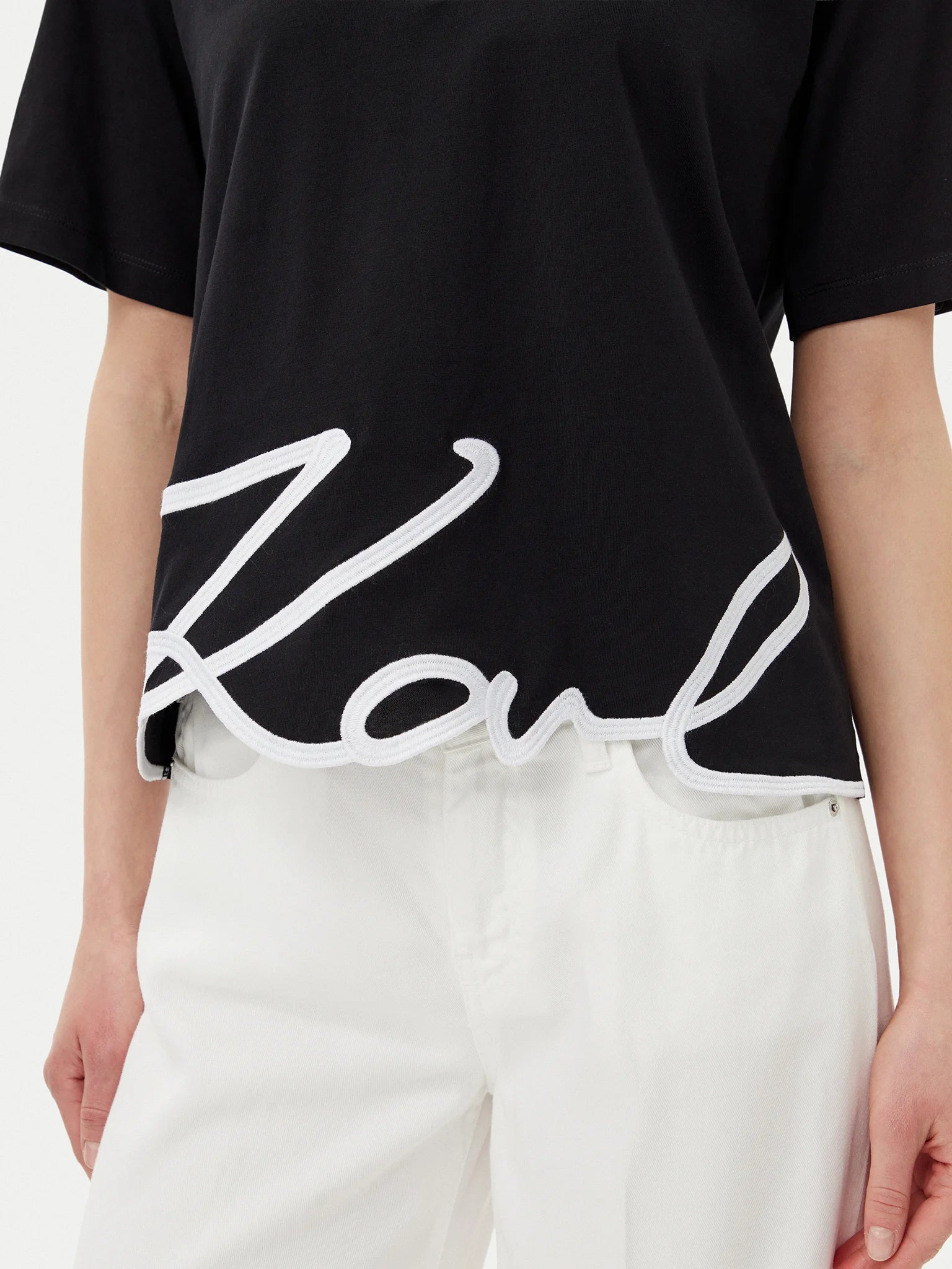 KARL LAGERFELD JEANS BLACK SIGNATURE HEM