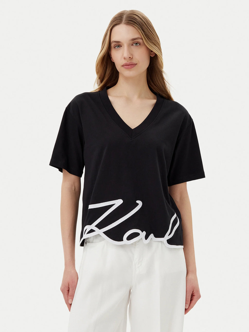 KARL LAGERFELD JEANS BLACK SIGNATURE HEM