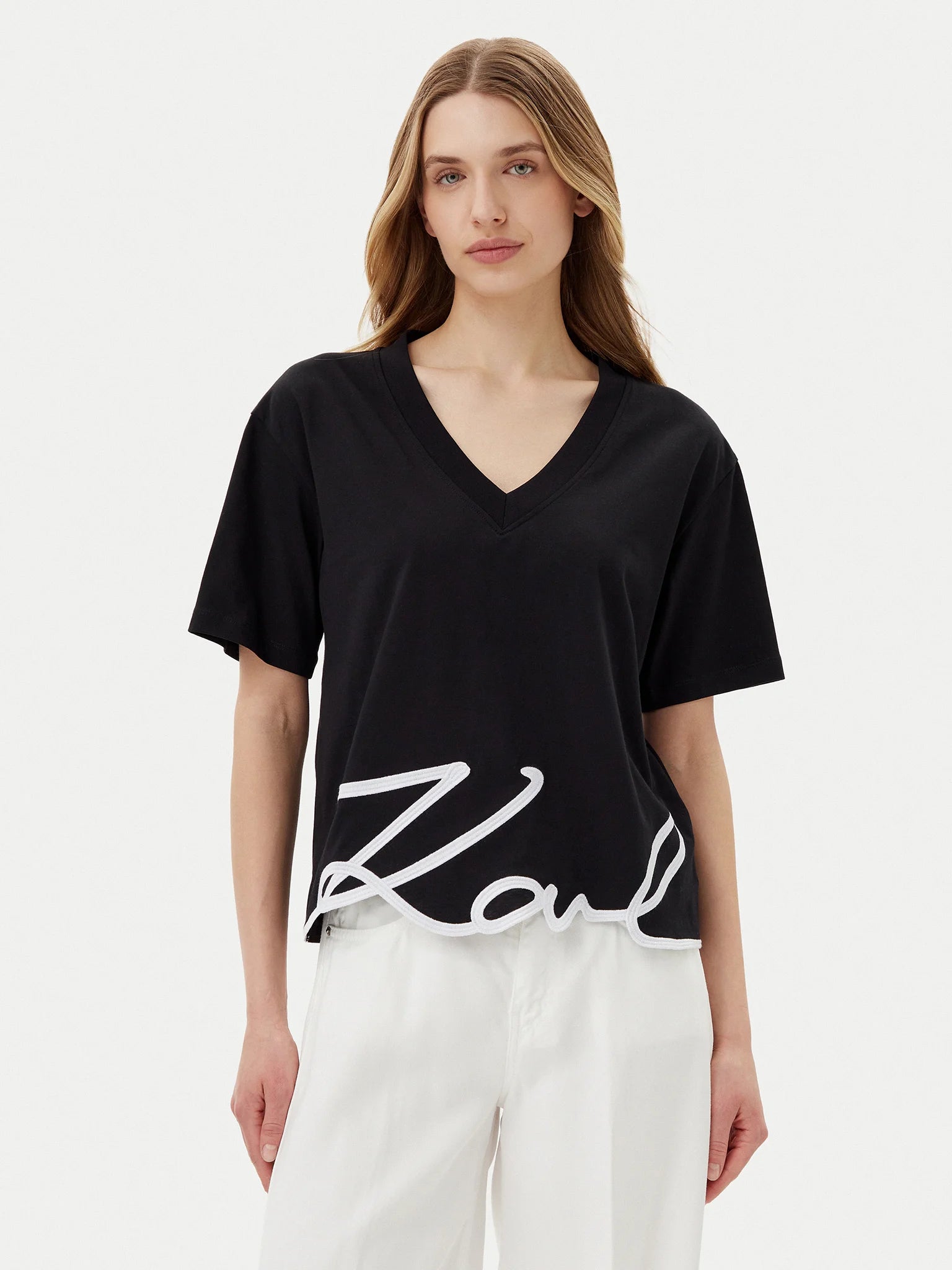 KARL LAGERFELD JEANS BLACK SIGNATURE HEM
