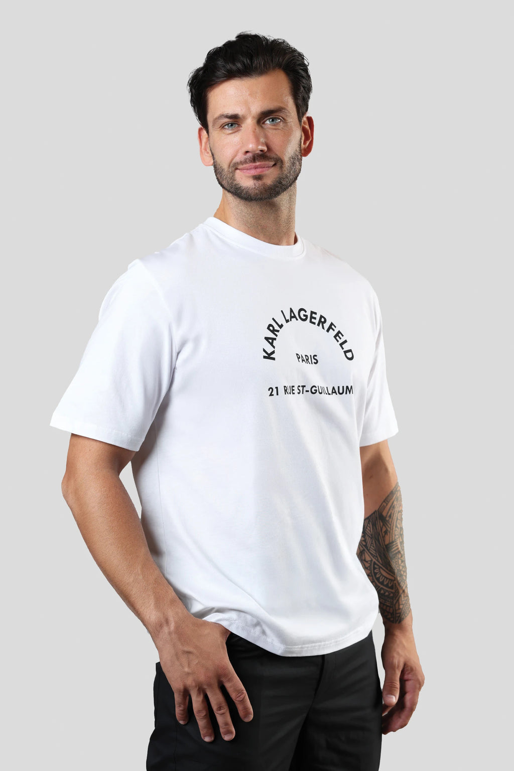 KARL LAGERFELD JEANS TRICOU ALB RELAXED FIT