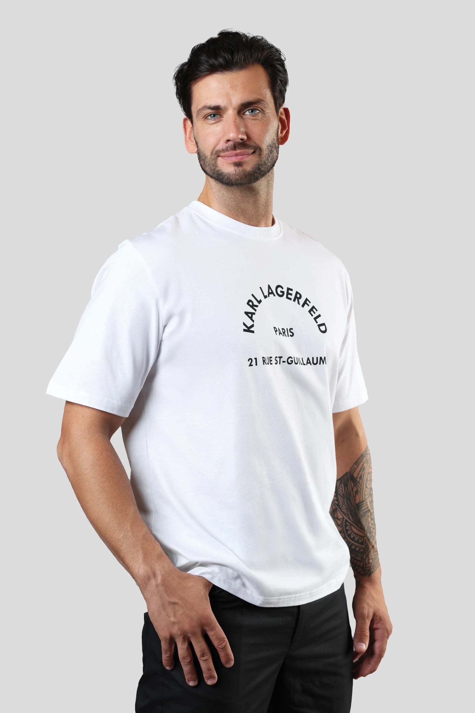 KARL LAGERFELD JEANS TRICOU ALB RELAXED FIT